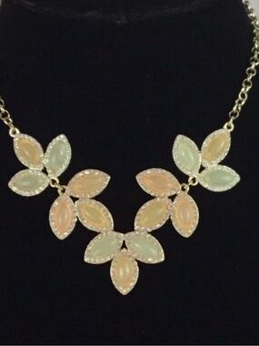Lauren Conrad Floral Choker Statement Necklace w/champagne & light green stones